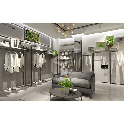 16mm MDF Clothing Shop Display Furniture Black Golden With 10mm Tempered Glass