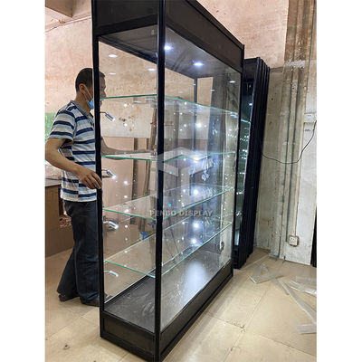 T4 LED Lockable Glass Showcase Cabinet 1200*400mm Aluminum Frame