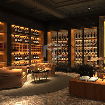 ODM Free Standing Wooden Wine Rack 20mm Thick MDF Optional Wine Store Display