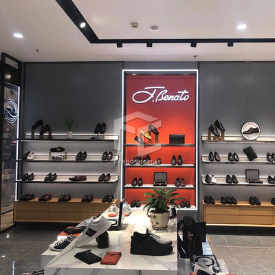 Modern 4 Layers Shoes Display Wall Racks For Store Interior Design