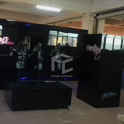 Powder coated Clothing Shop Display Furniture Dress Display Backdrop Stand With Shelves