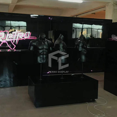 Powder coated Clothing Shop Display Furniture Dress Display Backdrop Stand With Shelves