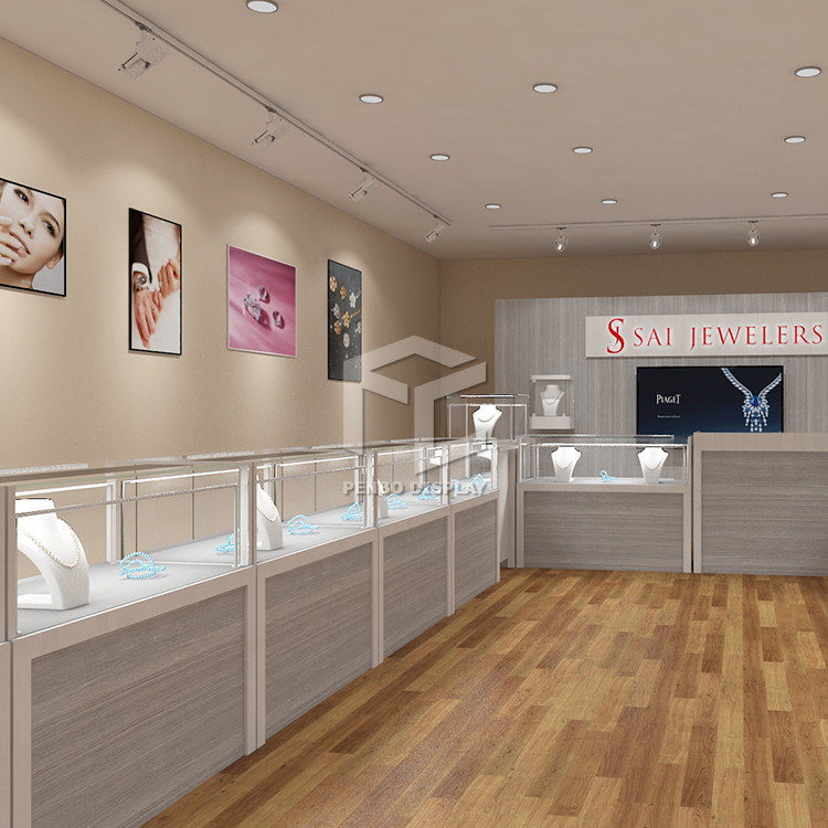 Electroplated Jewellery Shop Furniture Lockable Jewellery Display Cabinet