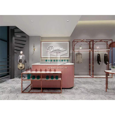 Esposizione su misura della cabina dell'indumento dell'arredamento dell'abbigliamento di colore dell'oro